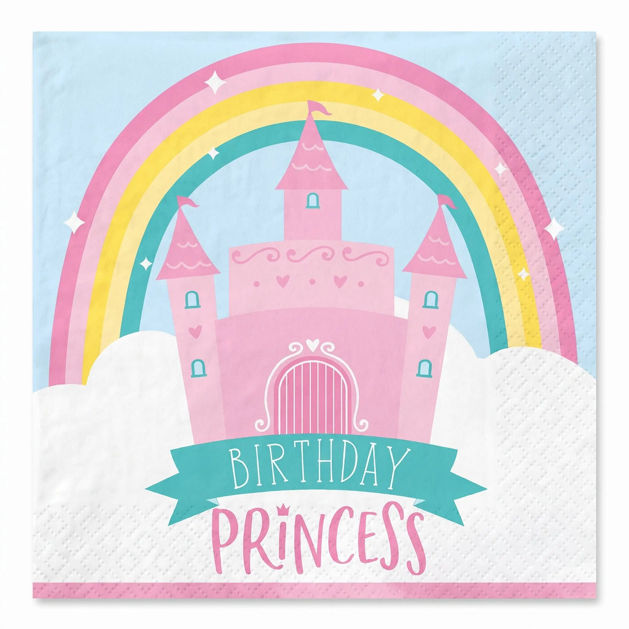 Birthday Princess Castle Beverage Napkins - 16 Pack - 5 In. X 5 In.