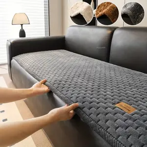 Modern Flannel Sofa Cushion, Quilted Design, Pet-Friendly, Polyester Filled, Home Decor, Coffee Color, Dark