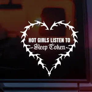 Sleep Token Vinyl Car Decal, “Hot Girls Listen To Sleep Token” Tribal Gothic Heart Design, Dark Aesthetic Band Decal for Cars, Laptops & Water Bottles, Perfect for Worship Fans, Alt Girls, Metalheads & Alternative Music Lovers
