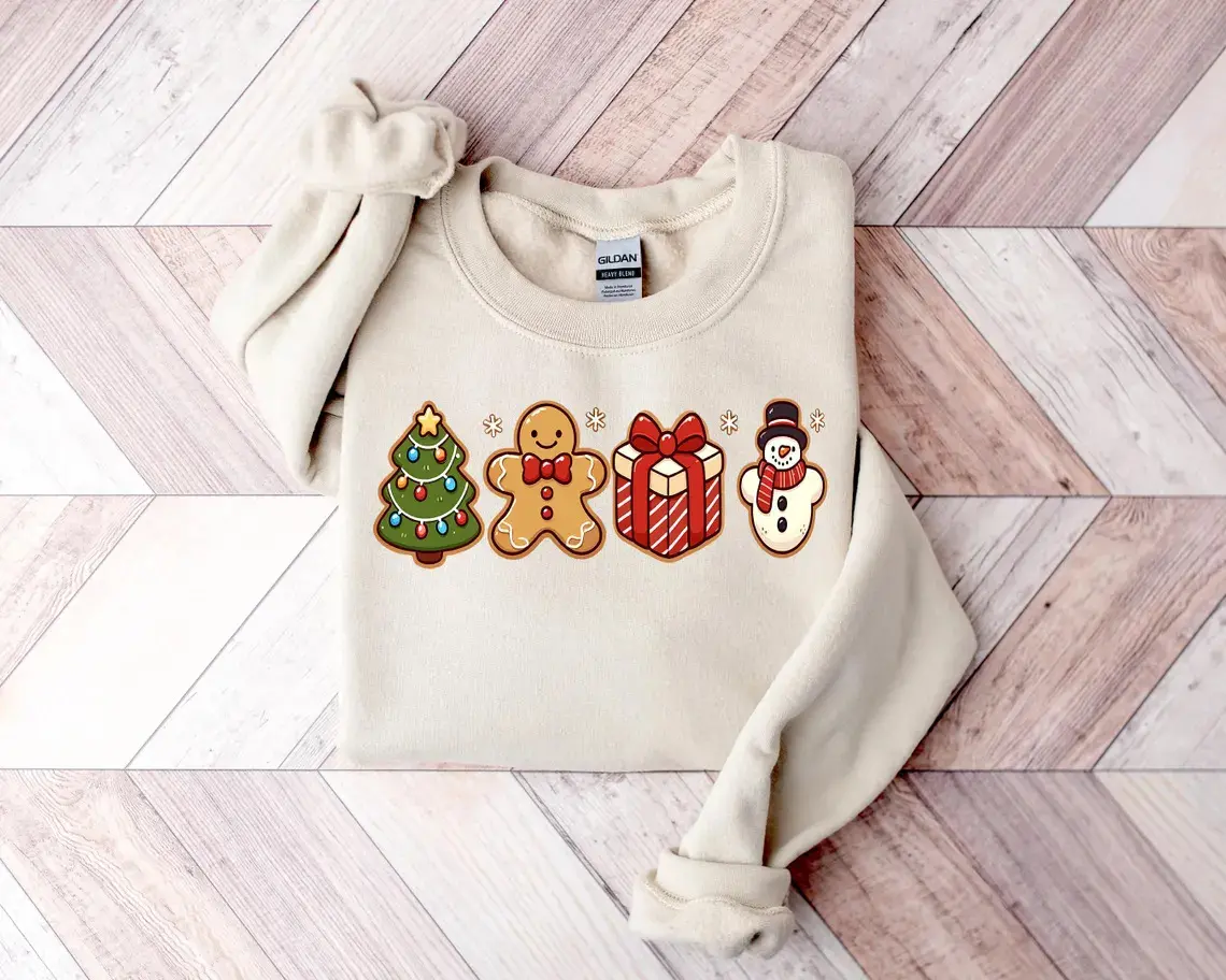 Cute Gingerbread Cookies Sweatshirt, Cute Christmas Cookies Sweatshirt, Holiday Sweater,Womens Christmas Sweatshirt, Merry Christmas,