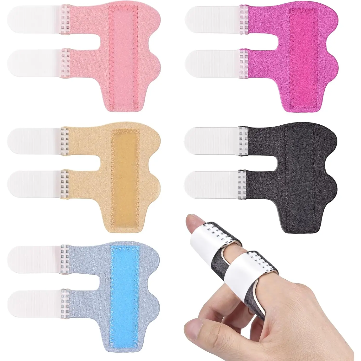 Sopito Finger Splint, 5pcs Color Finger Brace Support Stabilizer for Index, Middle, Ring Fingers Straightening Arthritis Knuckle Immobilization