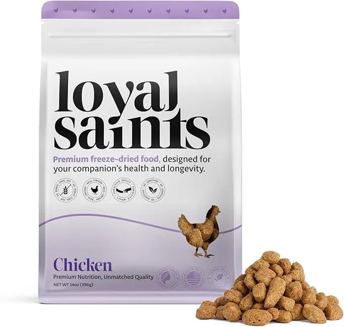 Loyal Saints Premium Freeze-Dried Chicken Dog Food 14oz - Healthy, High Protein, and Grain-Free Raw Chicken Nuggets - Complete and Balanced Meal Topper, Snack, Dog Food & Picky Eater Favorite - Made in The USA - Woman Owned - Dog Nutrition - Dog Treat