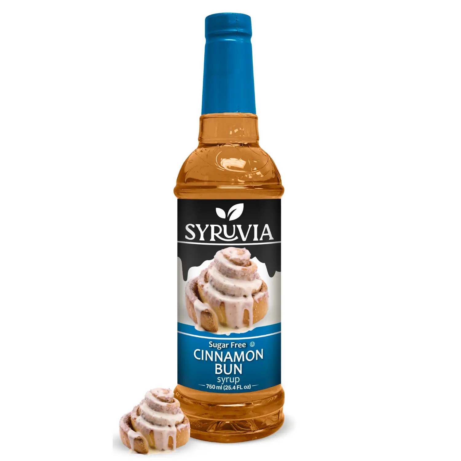 Syruvia Sugar-Free Cinnamon Bun Coffee Syrup, 25.4 fl oz – Premium 0-Calorie Flavoring, Kosher and Gluten-Free. Ideal for Drinks, Shakes & Desserts