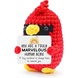 Cardinal Gifts for Women   Crochet Cardinal with Inspirational Message, Emotional Support Cardinal  for Teens, Coworkers, Graduation, Friendship, Christmas Stocking Stuffers