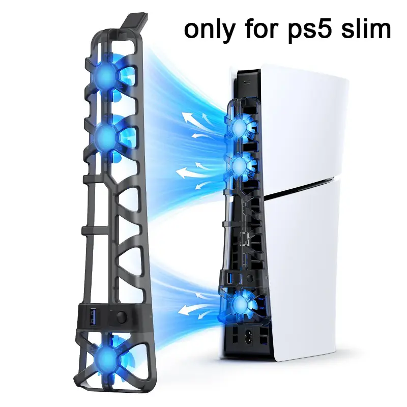 For PS5 Slim Game Console Playstation Play Station PS 5 Disc Digital Cooling Fan Cooling Products Cooling Strong Airflow Cooling Efficiency Cooler Ventilator Refrigerator USB Table Exhaust Ventilation Portable Panels Electric Accessories Low Noise Cooling