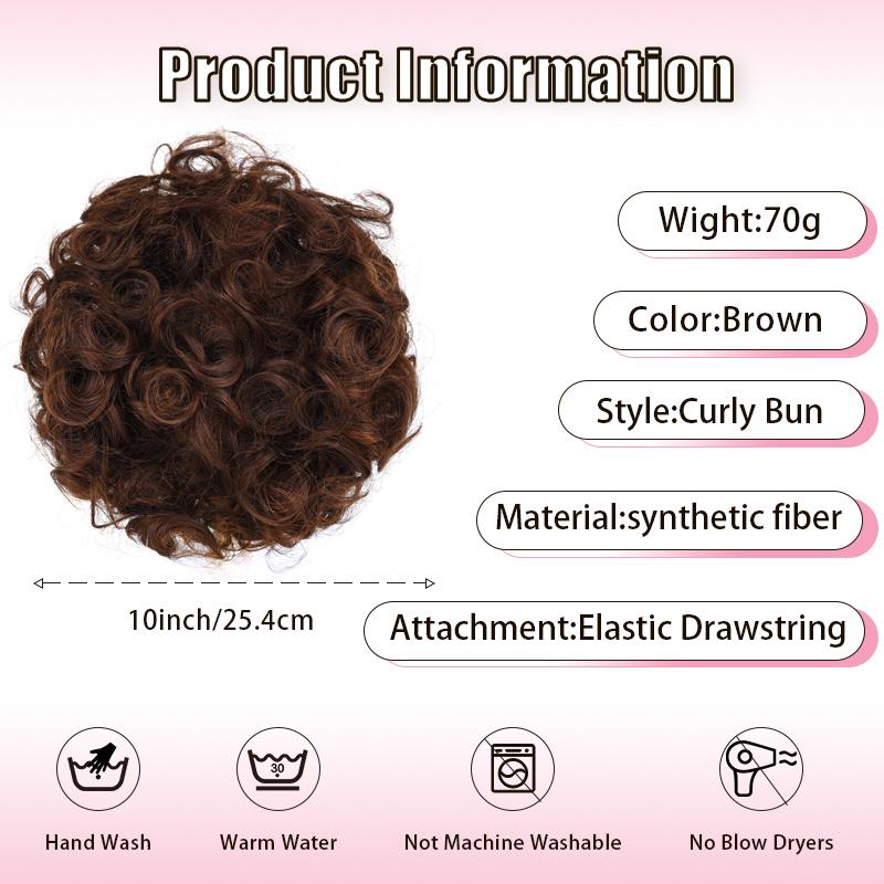 Messy Bun Hair Piece Tousled Updo Hair Buns Extension Elastic Hair Band Hair Pieces Curly Hair Bun Scrunchie For Women Wavy Synthetic Hairpiece Glueless Pre Style Clip In