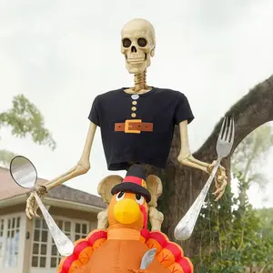 Pilgrim Shirt for 12 Foot Skeleton   Funny Thanksgiving Outfit    Fall Yard Decoration  Giant Skeleton Costume Tee   Fits Home Depot Skelly
