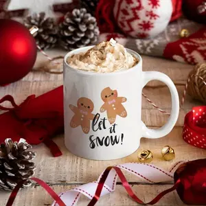 1pc Gingerbread for Man Christmas Mug with "Let It Snow!" Design Festive Hot Chocolate Cup for Holiday Gifts Durable Cookie-Themed Mug for Coffee Cocoa Gingerbread Christmas Decorations durable cup
