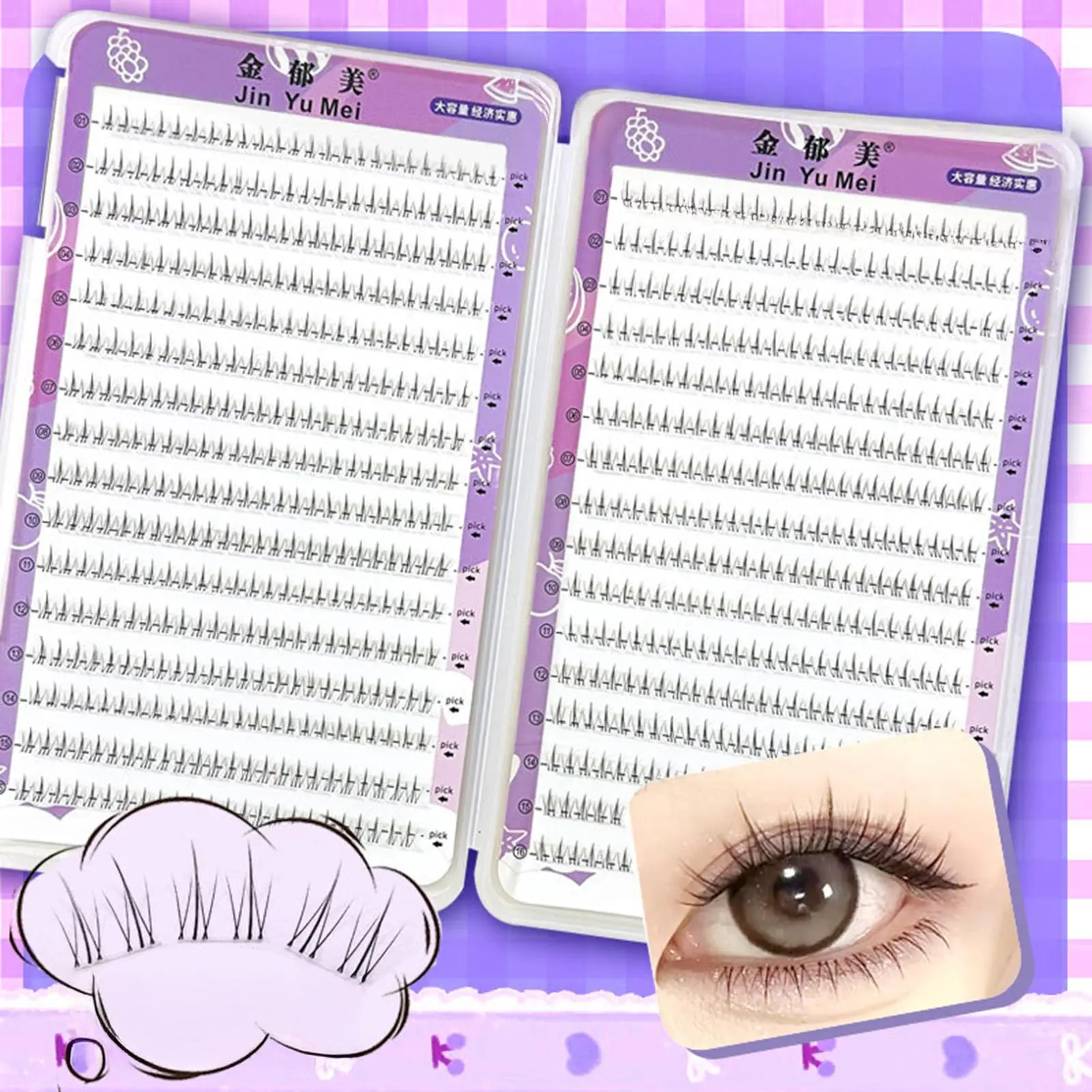 32 Rows Large Capacity Manga Lower Fake Eyelashes Cluster 5-6mm Mixed Faux Mink Eyelash Extension Volume Effect False Eyelashes