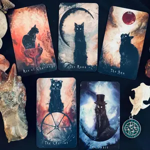 Haunted Cat Tarot Deck, Animal 78-Card Fortune-Telling & Spiritual Exploration Tool, Ideal Gift for Enthusiasts, Perfect for Christmas