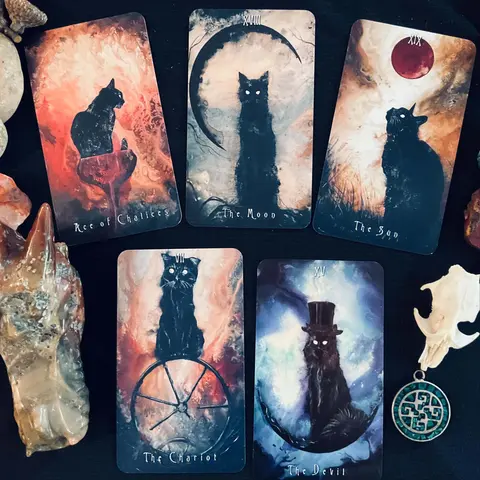 Haunted Cat Kitty Tarot Deck, Animal 78-Card Fortune-Telling & Spiritual Exploration Tool, Ideal Gift for Enthusiasts, Perfect for Christmas, Tarot Card Set