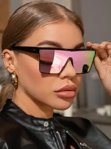 Unisex Vintage Tinted Lens Glasses, Trendy Beach Eyewear, Trendy Casual Flat Top Frame Glasses for Everyday Use, Stylish Glasses, Fashion Accessories for Outdoor Activities
