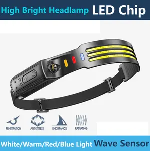 Wave Sensor LED Headlamp, Multi Mode Adjustable, Multi Light Source, High Lumens Outdoor Headlight for Camping Hiking