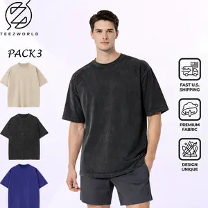 Premium 3-Pack Oversize T-Shirt Bundle – Men’s Oversized Heavyweight Cotton Streetwear Tee Pack, Vintage Washed Loose Fit Casual Shirts, Soft Breathable Fabric, Perfect Everyday Essentials for Summer Outfit