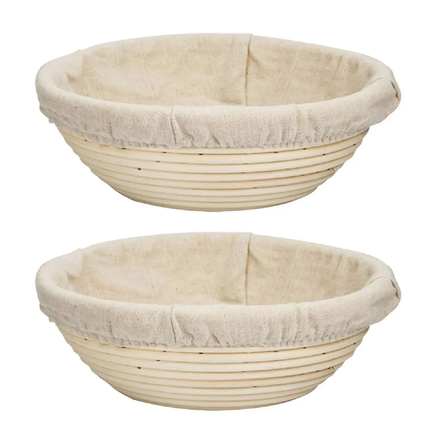 2-Pack 9-Inch Round Bread Proofing Baskets Set – Natural Rattan Dough Bowls with Liner for Artisan Baking and Sourdough Prep