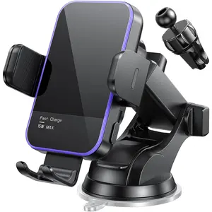 Wireless Car Charger,【7 Colored RGB Backlit】 Mosurr 15W Auto Clamping Phone Holders for Your car fit for iPhone 16 15 14 Mini Pro Max, Samsung Galaxy S25 Ultra S24 S23+, etc, Fathers Day for Gifts