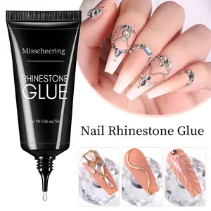 No-wipe nail rhinestone glue, 30g super strong nail decoration glue, shiny glue for 3D decorative nail gems, suitable for nail technicians and beginners