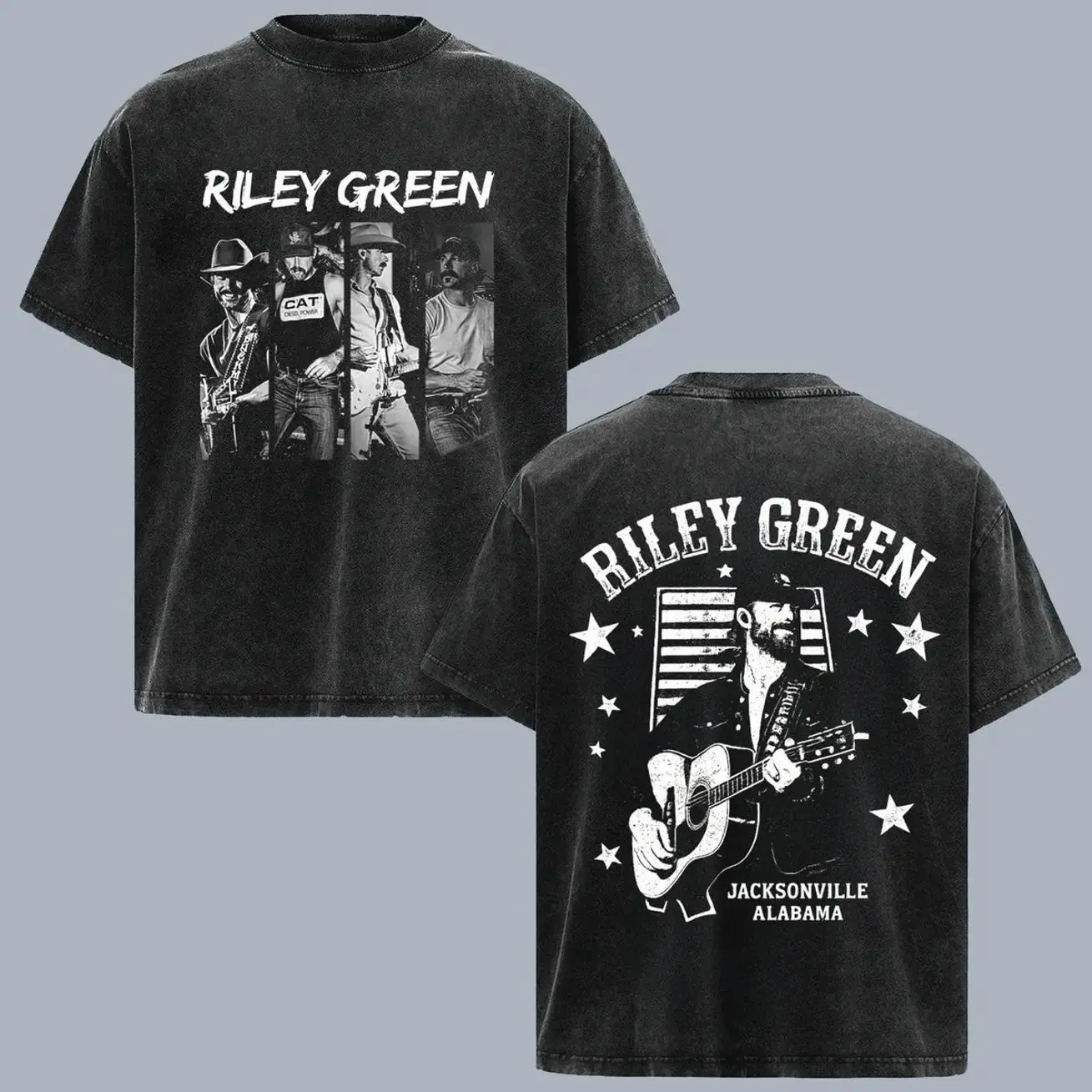 Riley Green Vintage Washed T Shirt, Double Sided Country Music Graphic Tee, Jacksonville Alabama Country Singer Shirt, Western Cowboy Concert Merch, Retro Southern Country Fan Apparel, Oversized Heavyweight Unisex Gift Tee for Fans 3K2