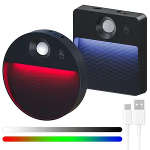 Human Body Sensor Small Ground Light Stair Step Floor Lamp Battery Powered No Wiring LED Footlight Automatic Night Light with USB Charging