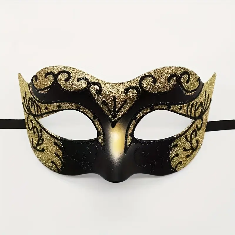 Painted Fairy Golden Masquerade Mask, Venetian Style Half Face Costume Accessory for Unisex Adult Parties and Balls, Accessories