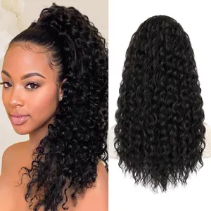 Vigorous Beauty Drawstring Ponytail Extension for Black Women Synthetic Clip in Ponytail Extension Long Curly Wavy Ponytail Hairpieces for Daily Use
