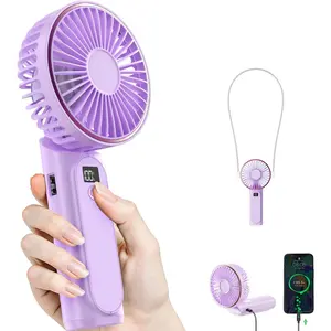 Portable Handheld Fan, 4000mAh, 180 Adjustable, 6 Speed Wind, USB Rechargeable Foldable Fan with Real-Time Electricity Display