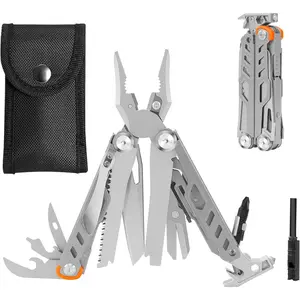 Multitool Pliers, 22-in-1 YG10 Tungsten Steel Multi Tool with ,Replaceable Wire Cutters, Flint, Window Breaker,  Clip,Ideal for Camping,  and ()