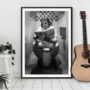 Toilet scene John Travolta in 'Pulp Fiction' 1994 Wall art Black and white Poster Decor Decoration Ornaments Room