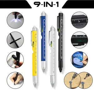 9 in 1 Multitool Pen for Men, Practical Tool Gadget with LED Light, Stylus, Ruler, Bubble Level, Screwdrivers, Multi Function All in One EDC Utility Pen, Cool Unique Mens Gadgets, Valentines Gifts for Him, Boyfriend Husband
