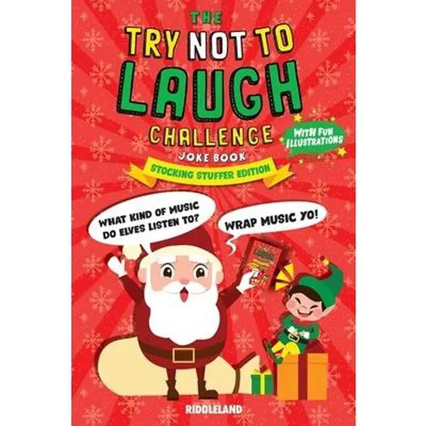 USED Book - The Try Not To Laugh Challenge Joke Book: Christmas Stocking Stuffer Edition: A Fun and Interactive Joke Book for Boys and Girls: Ages 6, 7, 8, 9, 10, by Riddleland (Paperback) - english