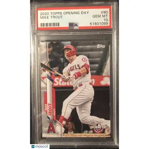 Mike Trout PSA 2020 Topps Opening Day #90 10 Gem Mint Los Angeles Angels