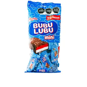 Ricolino Bubulubu Mini Fluffy Marshmallow Bars with Sweet Strawberry Jelly and Chocolate Coating 25 Pieces