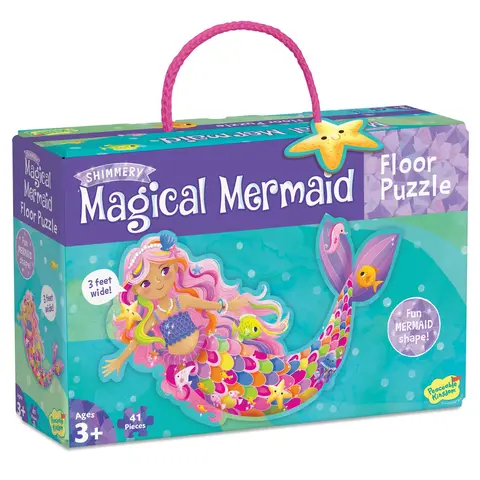 Peaceable Kingdom Mermaid Floor Puzzle for Kids, 41-Piece Shaped Jigsaw Puzzle, Thick Sturdy Pieces