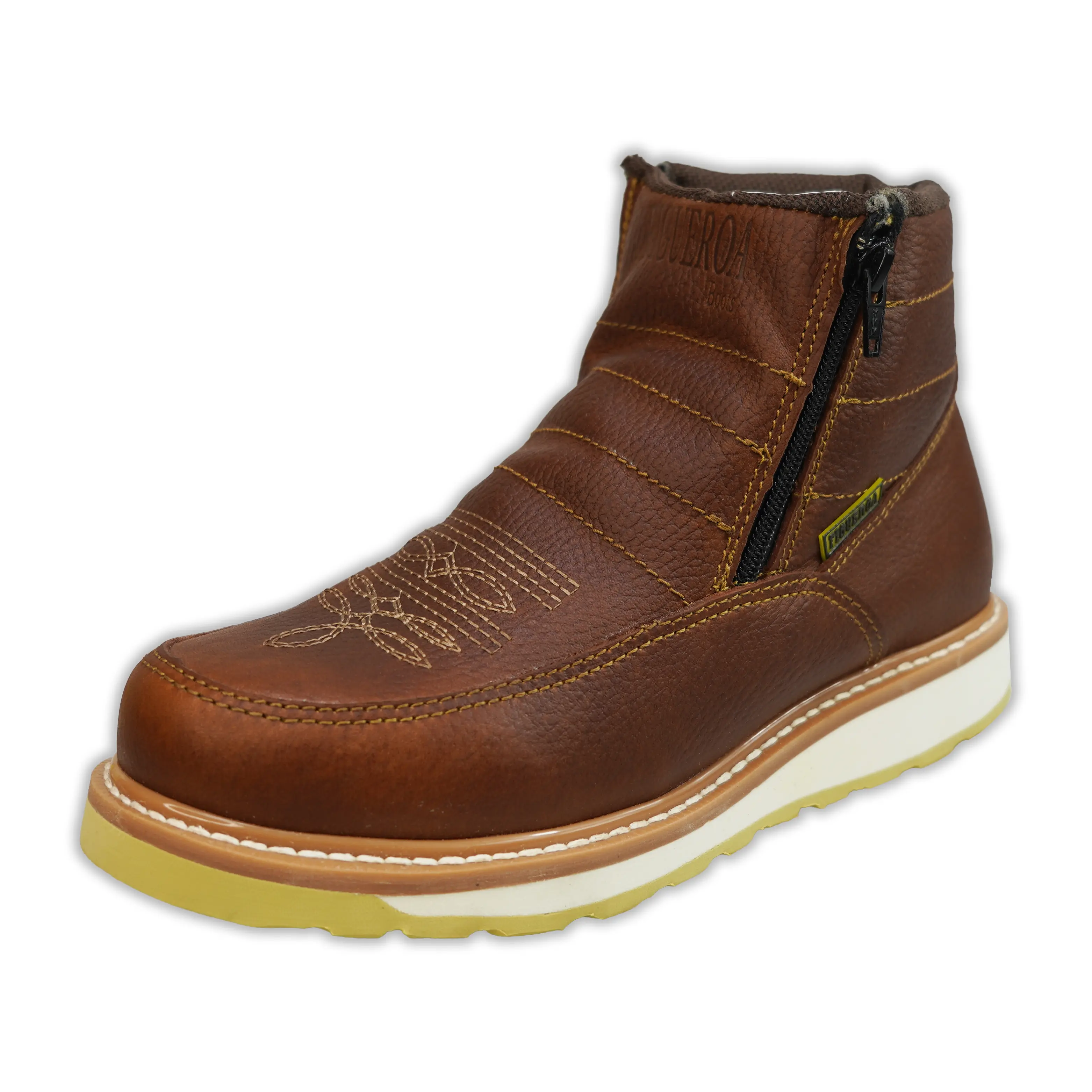 Men's Roble 135 Zip Up Work Boot Toe Slip Resistant Wedge Work Boot / Botin de Trabajo Doble Densidad Con Zipper Made in Mexico