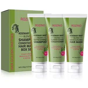 Rozino Rosemary Mint Shampoo Conditioner & Hair Mask Triple-Action Set for Nourished & Refreshed Hair Daily Use