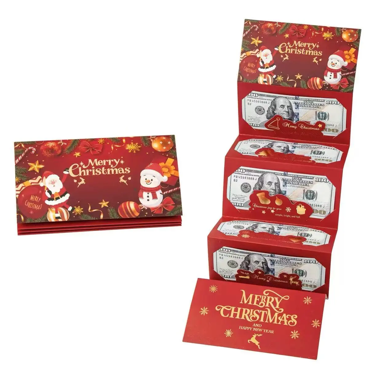 summerwins 2026 Christmas 6-Slot Red Envelope Holder, Versatile Money Holder, DIY Office Stationery for Kids, Adults