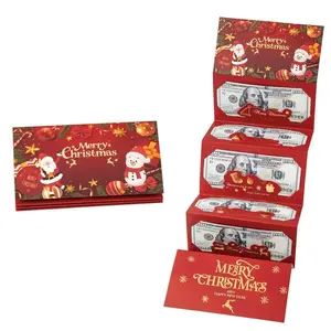 2026 Christmas red envelope holder with 6 slots, surprise gift card holder, suitable for girls, boys, men, and women, DIY holiday Christmas supplies