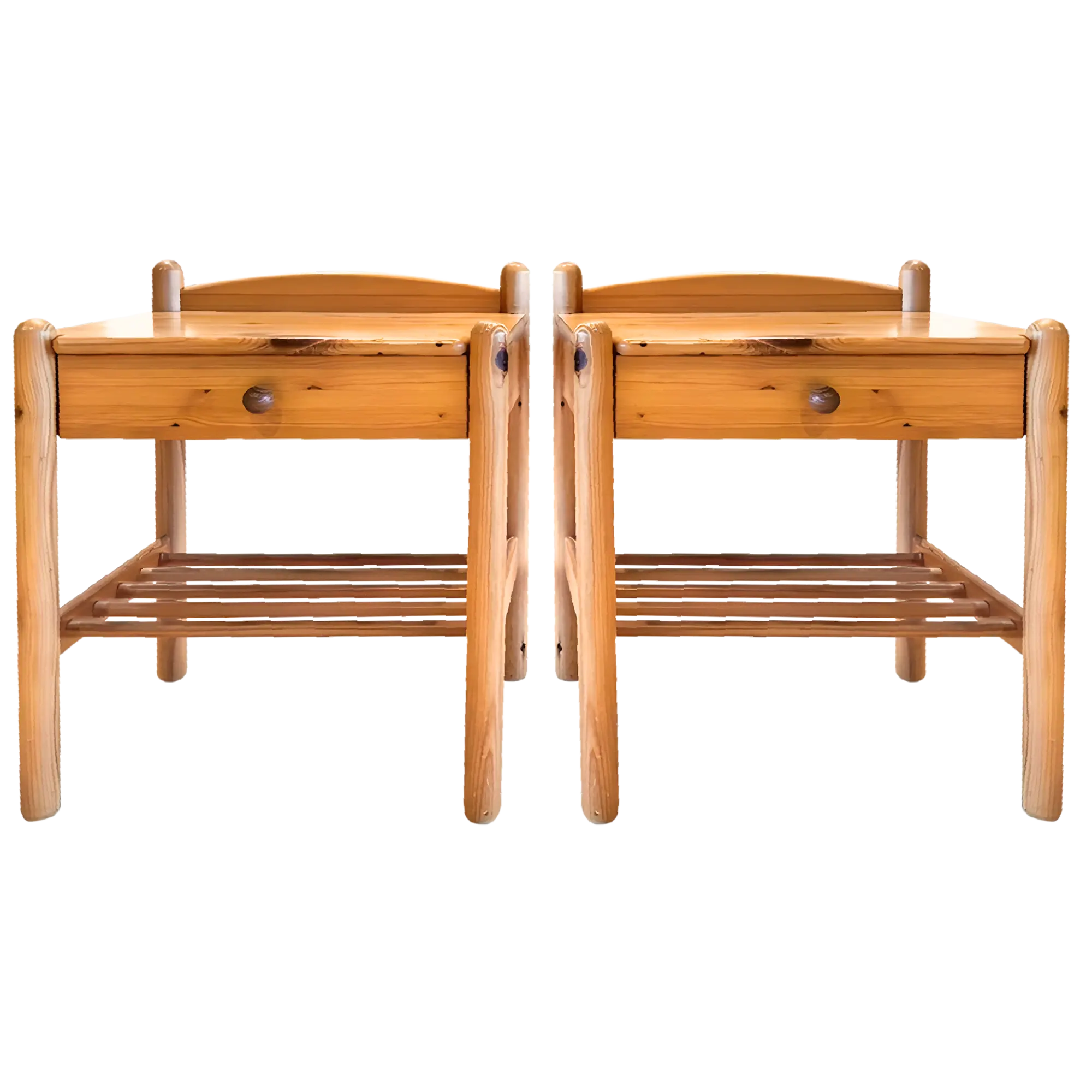 Pair of Slatted Pine Nightstands Pair of Slatted Pine Nightstands