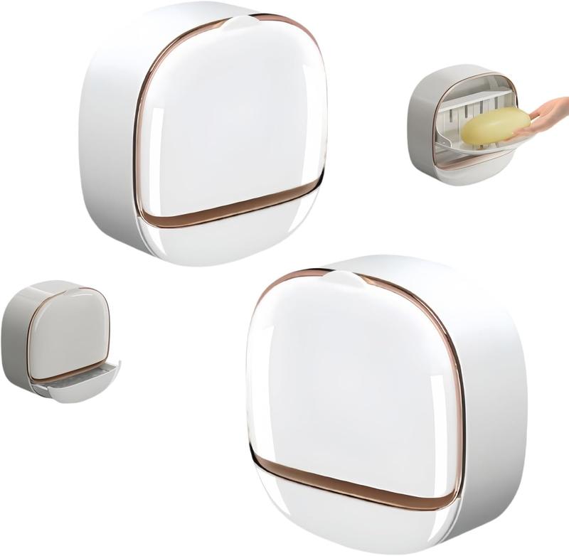 Premium Soap Rack with Drainage Tray, Waterproof Soap Dish Stand, Maintains Soap Bar Dryness, Wall-Mount Adhesive Soap Case for Shower, Bathroom, Bathtub