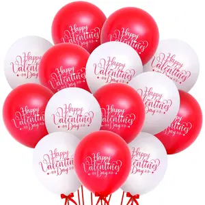 20PCS Red & White 12-Inch Balloons for Valentines Day, Romantic Parties, and Celebration Decor