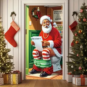 1Pcs Christmas Decoration Door Banner, Fun Santa Reading Newspaper Door Hanging, Christmas Atmosphere Prop, Perfect for Christmas Scene Setup, Doorframe Ornament