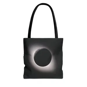 Solar Eclipse Tote Bag with Moon Quote, All Over Print Synthetic Polyester with Reinforced Cotton Double Handle for Everyday Cargo