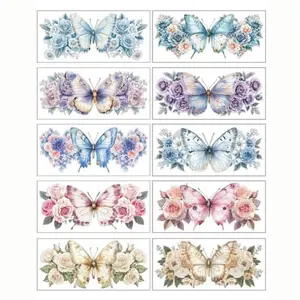 10 Sheets UV DTF Cup Wrap Transfer Sticker, Light-Colored Butterflies Rub on Transfers Decal for 16OZ Glass Cups Furniture Craft  DIY Crafts 9.5x4.3inch