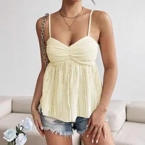 Women's Babydoll Loose Fit Cami Top – French Sweet Sleeveless Tank, Flattering Flowy Hem for Hiding Tummy, Daily Commute & Travel & Date, Versatile Youthful Basic