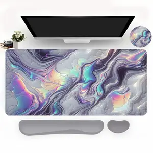 Abstract Fluid Texture Design Mouse Pad Set, 4 Counts/set Including Mouse Pad & Keyboard Wrist Rest & Mouse Wrist Rest & Coaster, Desk Accessories for Home Office