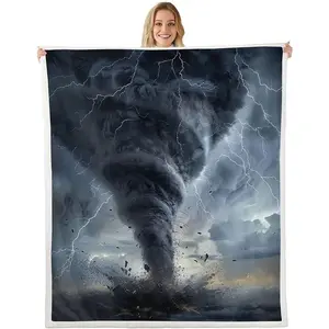 3D Tornado Throw Lightning Fleece Blanket Natural Disaster Bed Couch Bed Tornado Pattern Soft Warm Lightweight Kids Adults Women Gift