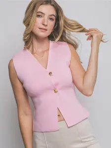 Women's V Neck Vest Spandex Fabric