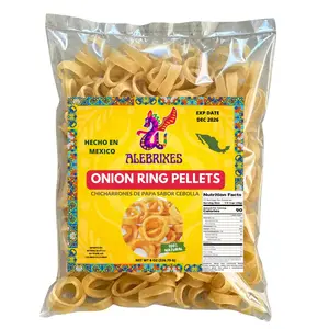 Alebrixes | Mexican Onion Ring Pellets 8oz (226g) | Duritos | Chicharron - Fritura de Harina sabor Cebolla | Onion Ring Pellet - Fritura de Harina de Papa | Savory, Classic, Crispy, Mouth-Watering- Mexican Snack | Handcrafted in Mexico.