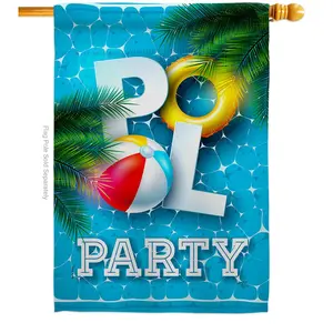 Breeze Decor  Pool Party House Flag Coastal Beach 28 x 40 in. Double-Sided Decorative Vertical Flags for Decoration Banner Garden Yard Gift
