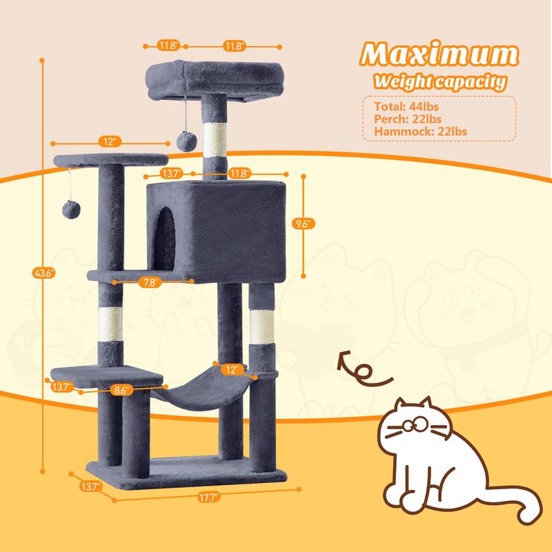 【New Size】 Cat Climbing Shelf, Post Cascading Cat Climbing Shelf, Indoor Playhouse, Cozy Nest, Durable, Space-Saving Design, Gift for Pet Owners